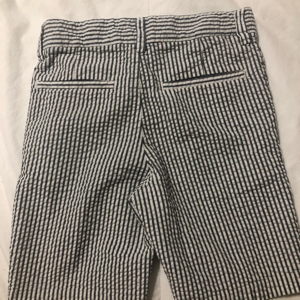 Striped Gray and White Boys Seersucker Shorts